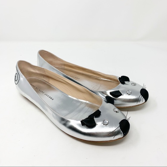 Marc By Marc Jacobs Shoes - MARC BY MARC JACOBS ICONIC MOUSE FLATS Silver